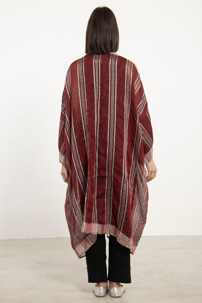 Yasma Linen Zari Burgundy Abaya
