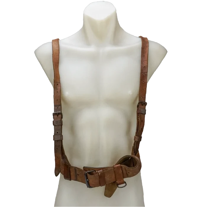 Yugoslavian JNA Leather Belt and Suspenders - Large - Yugoslavian Army Surplus - Belts & Suspenders