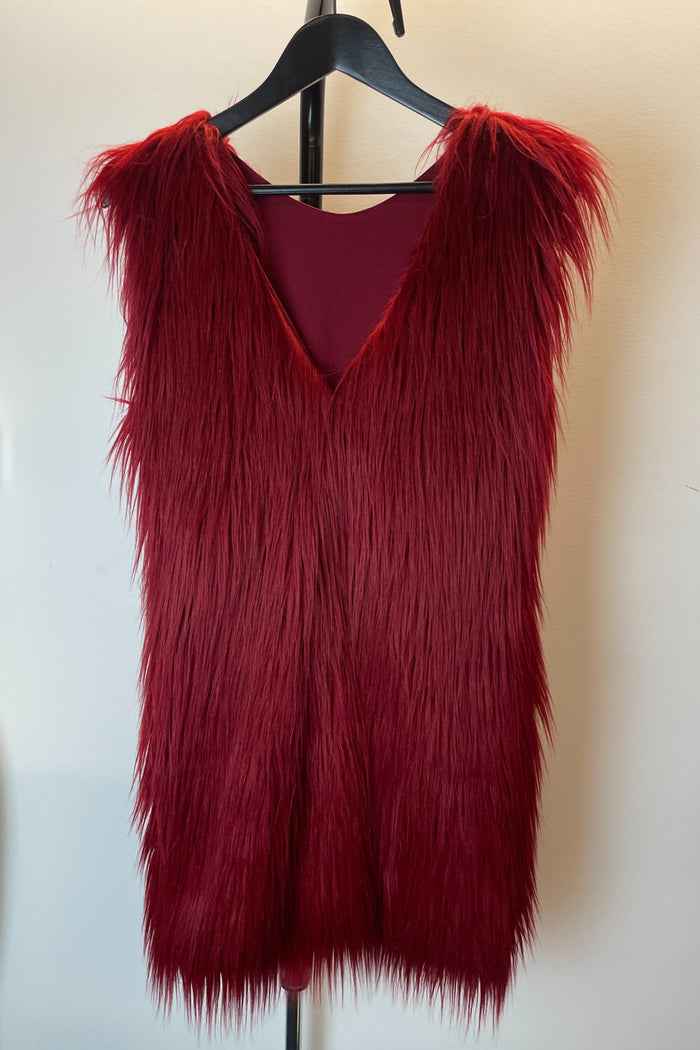 Zara Studio Faux Fur Rust Mini Dress image 1