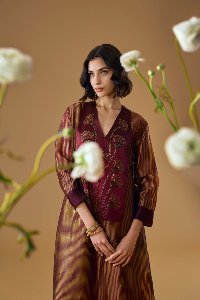 Zein Silk Embroidered Dress