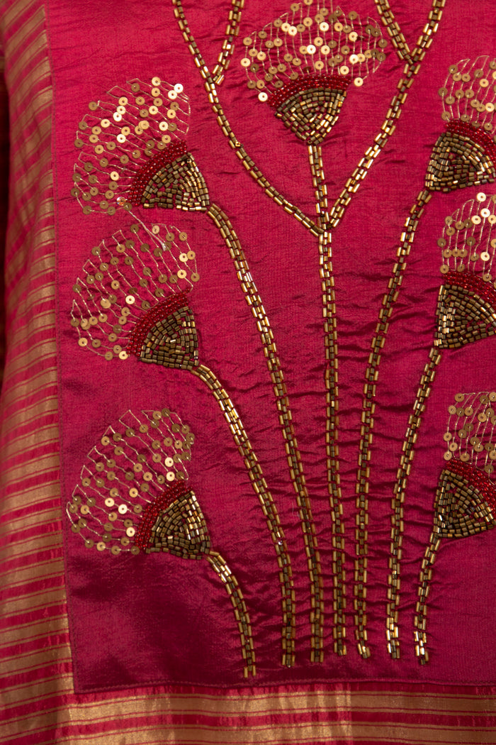 Zein Silk Embroidered Red Dress