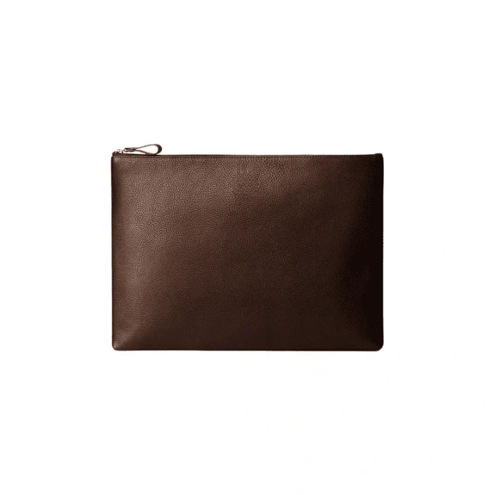 Zippered full-grain leather laptop folio for 16-inch laptop